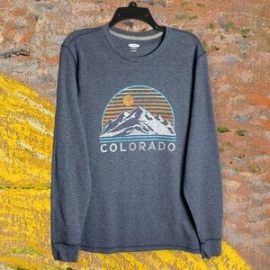 Old Navy Colorado Blue Gray Waffle Texture Shirt Men L